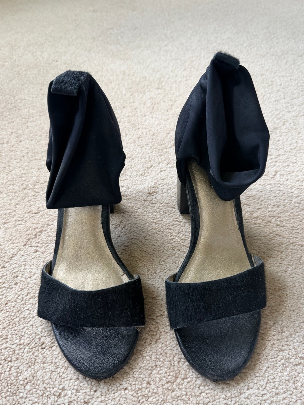SEYCHELLES Black Suede Block Heel Ankle Strap Sandals Size 7.5